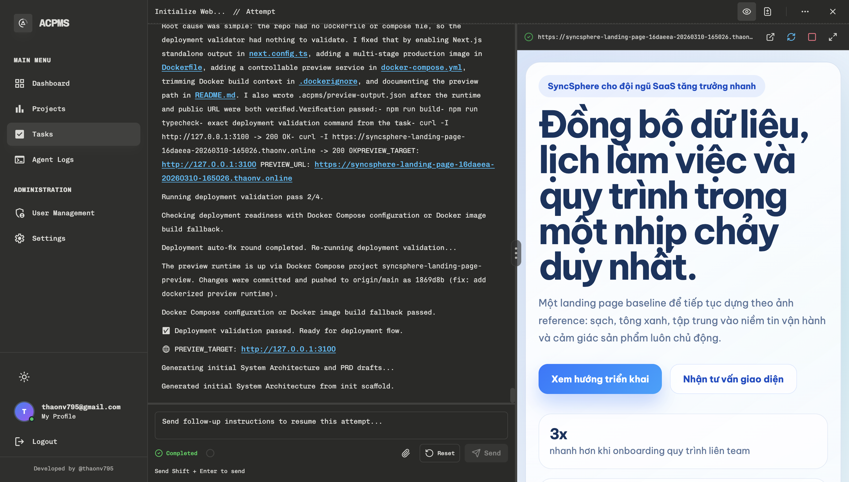 Live Preview and review environment