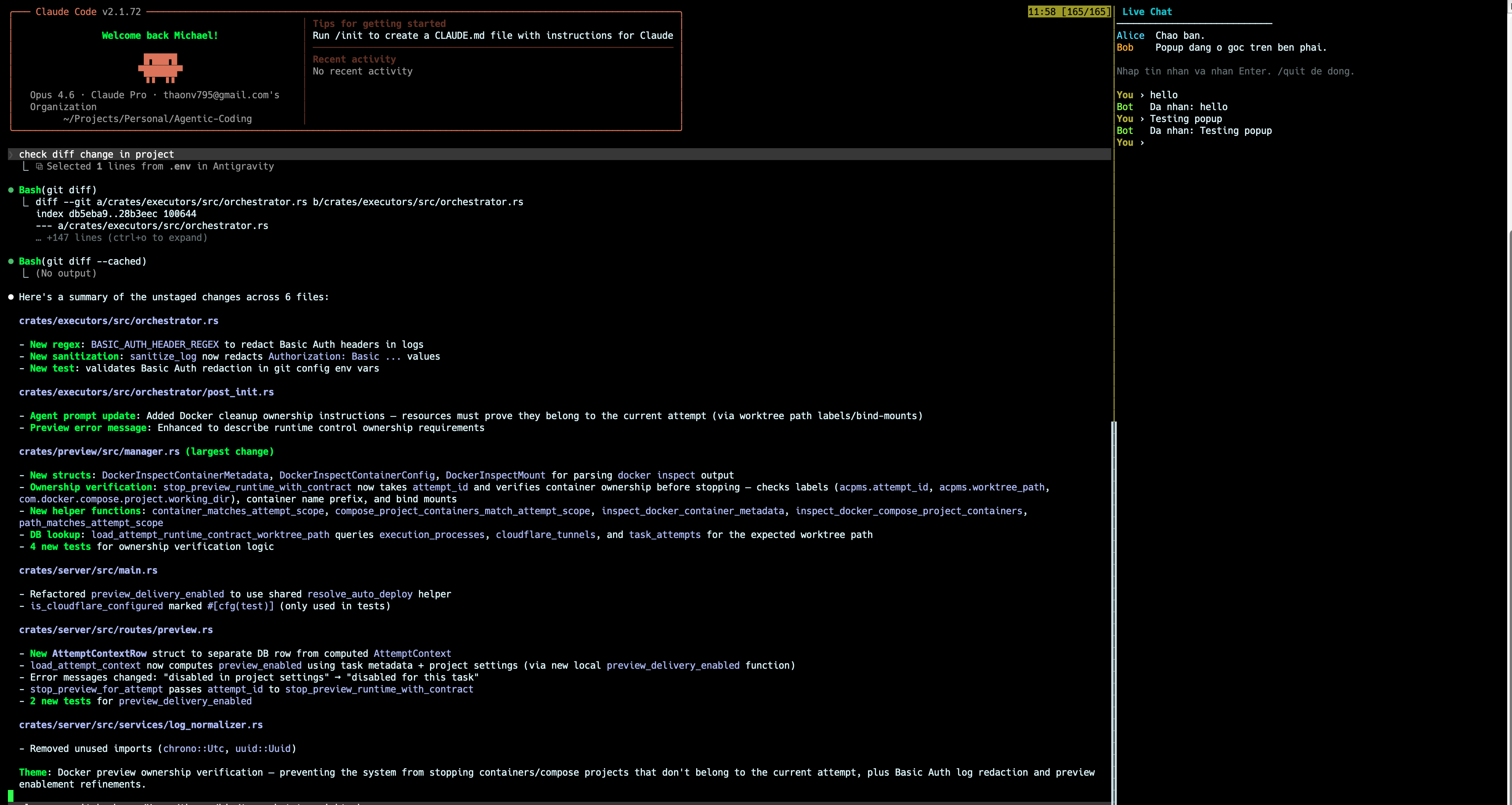 Integrated IDE Chat & Terminal UI